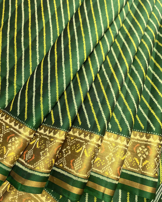 Green Lining Patola Saree - SindhoiPatolaArt