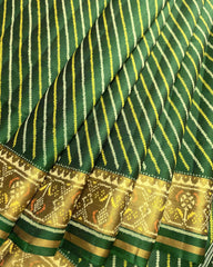 Green Lining Patola Saree - SindhoiPatolaArt