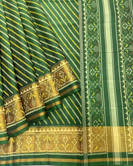 Green Lining Patola Saree - SindhoiPatolaArt