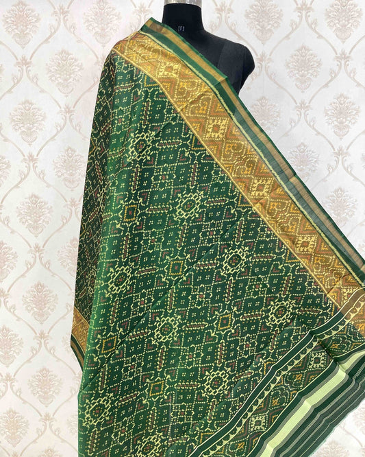 Green Manekchowk Designer Patola Dupatta - SindhoiPatolaArt