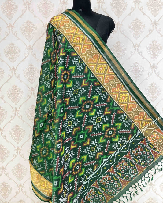 Green Manekchowk Designer Patola Dupatta - SindhoiPatolaArt