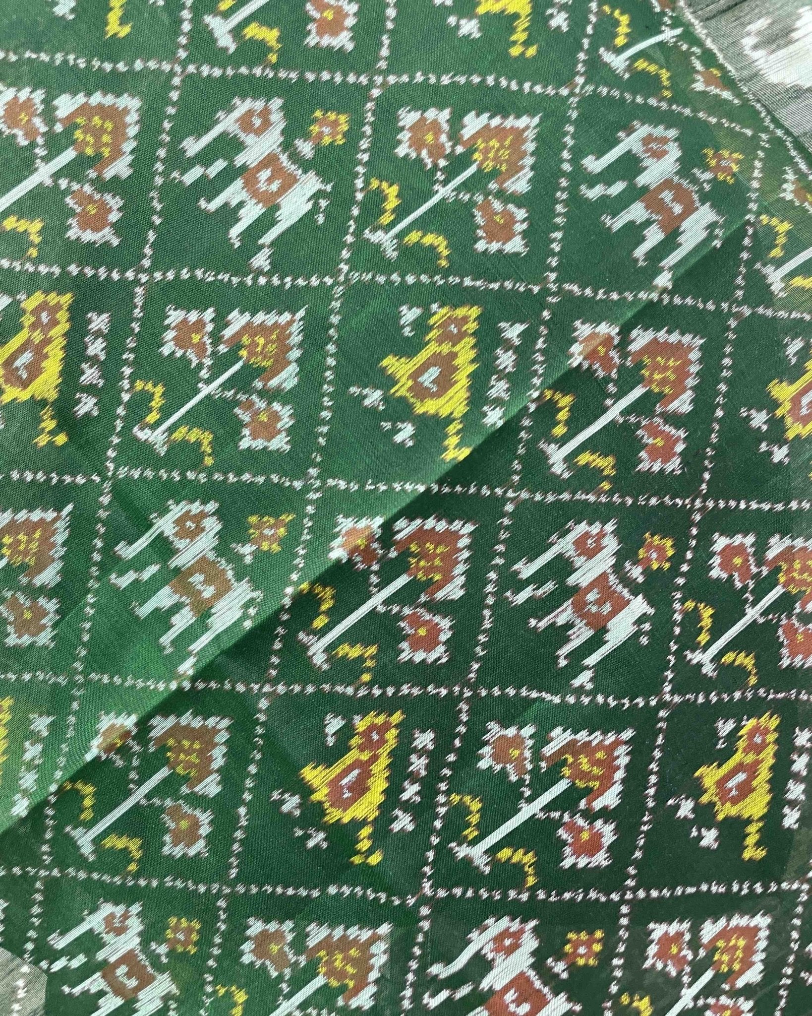 Green Narikunj Designer Patola Dupatta - SindhoiPatolaArt