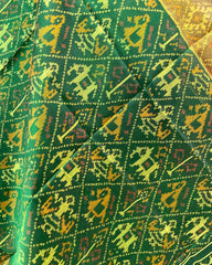 Green Narikunj Patola Dupatta - SindhoiPatolaArt