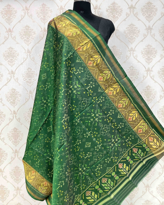 Green Navratan Designer Patola Dupatta - SindhoiPatolaArt