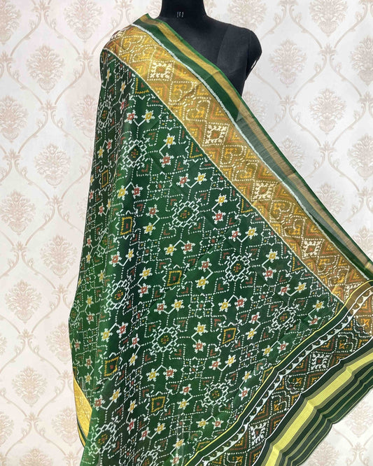 Green Navratan Designer Patola Dupatta - SindhoiPatolaArt