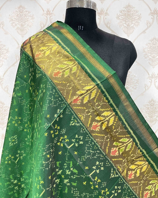 Green Navratan Designer Patola Dupatta - SindhoiPatolaArt