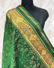 Green Navratan Designer Patola Dupatta - SindhoiPatolaArt
