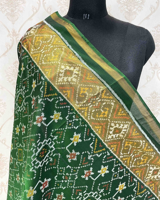 Green Navratan Designer Patola Dupatta - SindhoiPatolaArt