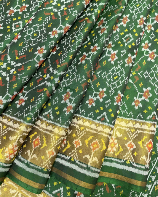 Green Navratan Designer Patola Saree - SindhoiPatolaArt