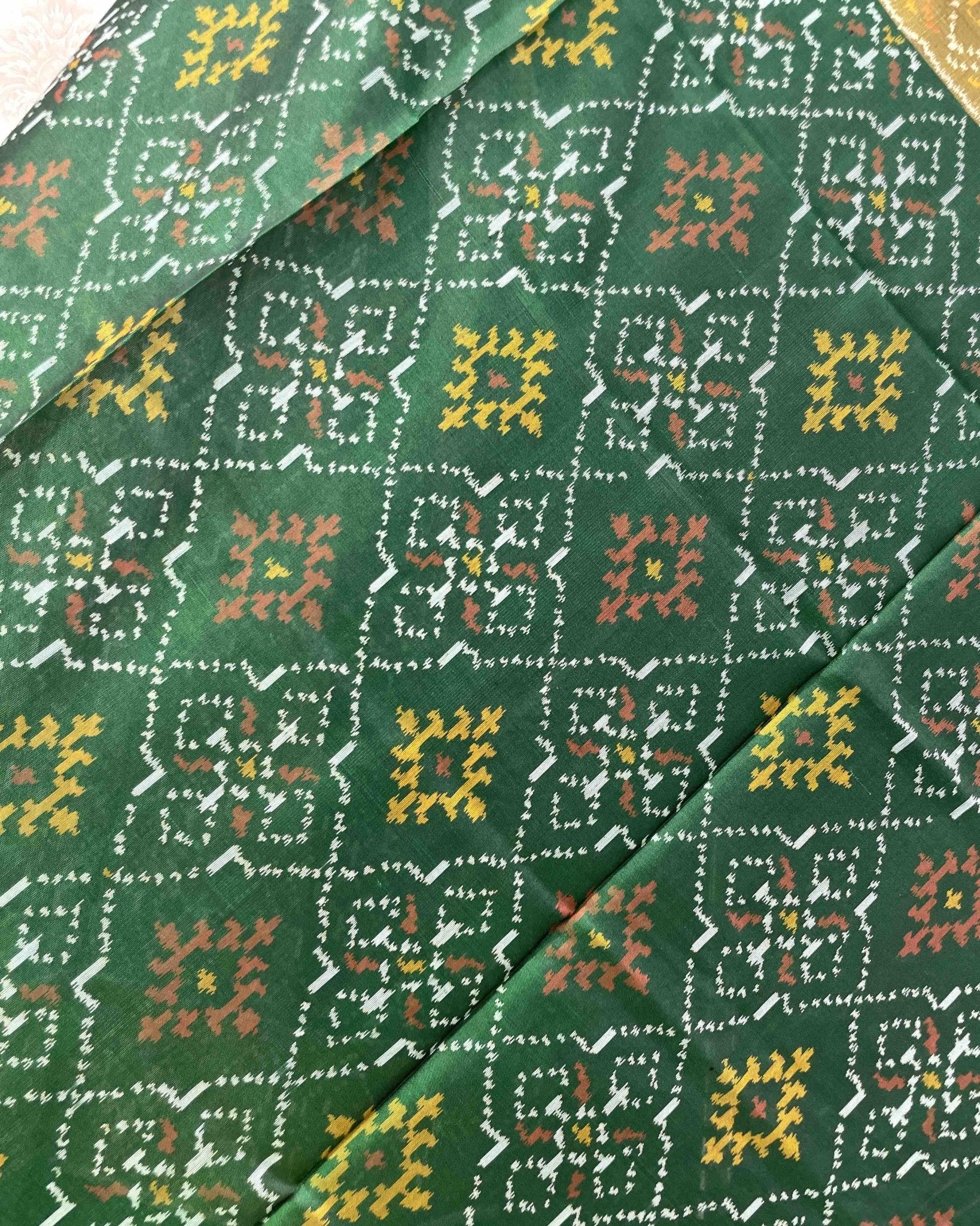Green Panchanda Designer Patola Dupatta - SindhoiPatolaArt