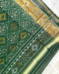 Green Panchanda Designer Patola Dupatta - SindhoiPatolaArt