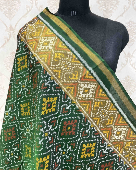 Green Panchanda Designer Patola Dupatta - SindhoiPatolaArt
