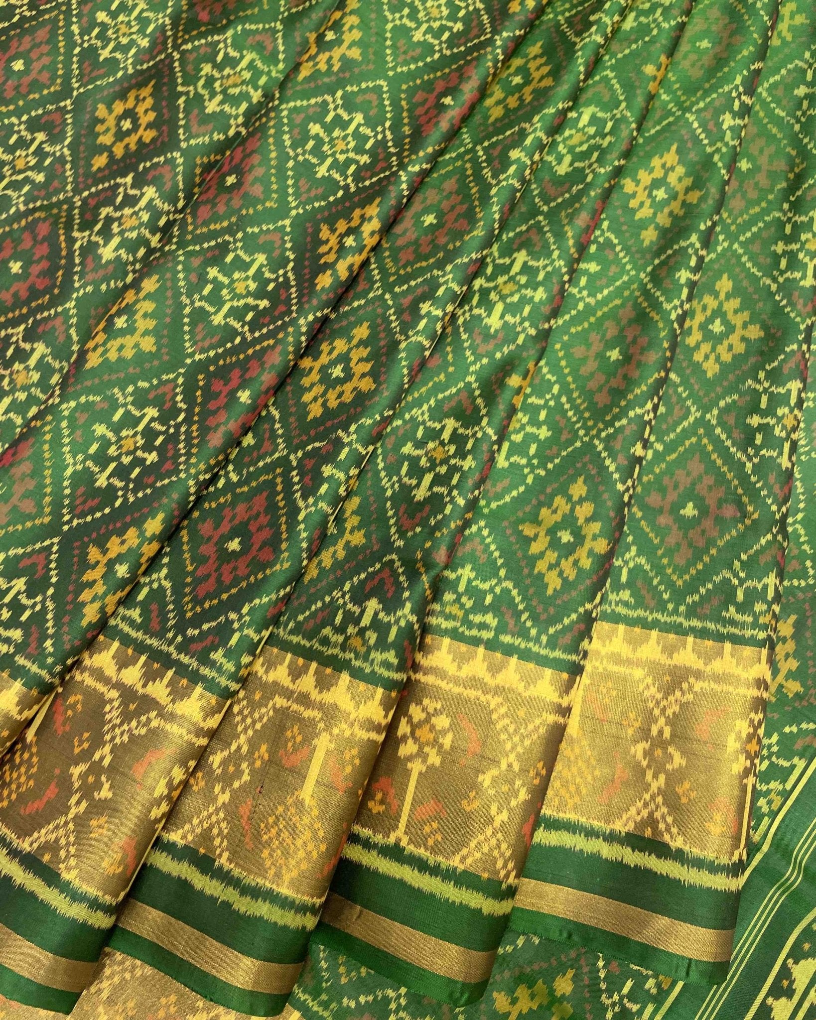 Green Panchanda Designer Patola Saree - SindhoiPatolaArt