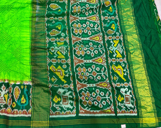 Green Patola Bandhani - SindhoiPatolaArt