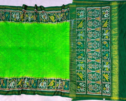 Green Patola Bandhani - SindhoiPatolaArt