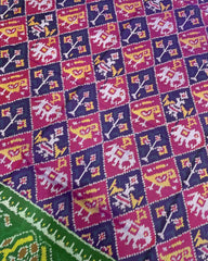 Green & Purple Narikunj Designer Patola Saree - SindhoiPatolaArt