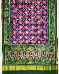 Green & Purple Narikunj Designer Patola Saree - SindhoiPatolaArt