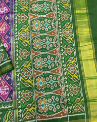 Green & Purple Narikunj Designer Patola Saree - SindhoiPatolaArt