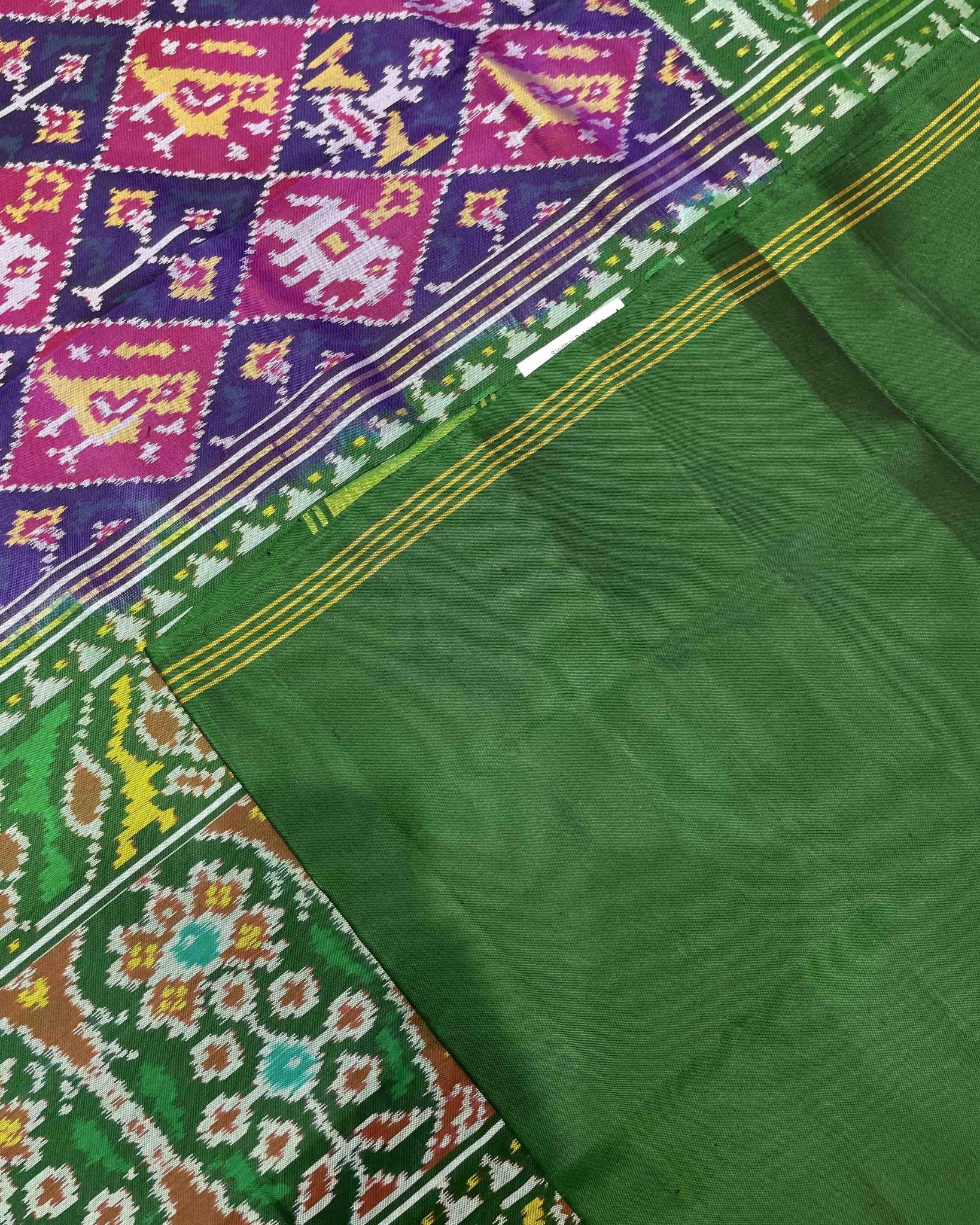 Green & Purple Narikunj Designer Patola Saree - SindhoiPatolaArt