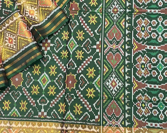 Green VhoraGaji Patola Saree - SindhoiPatolaArt