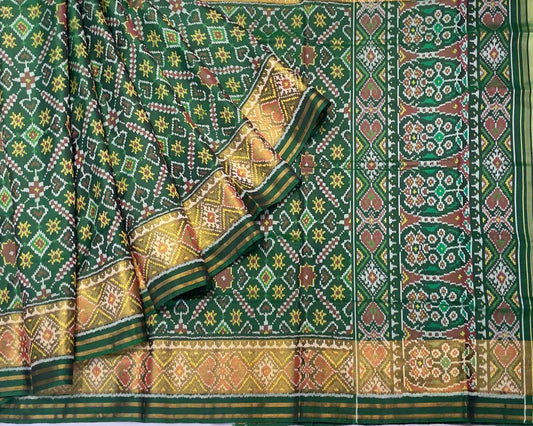 Green VhoraGaji Patola Saree - SindhoiPatolaArt