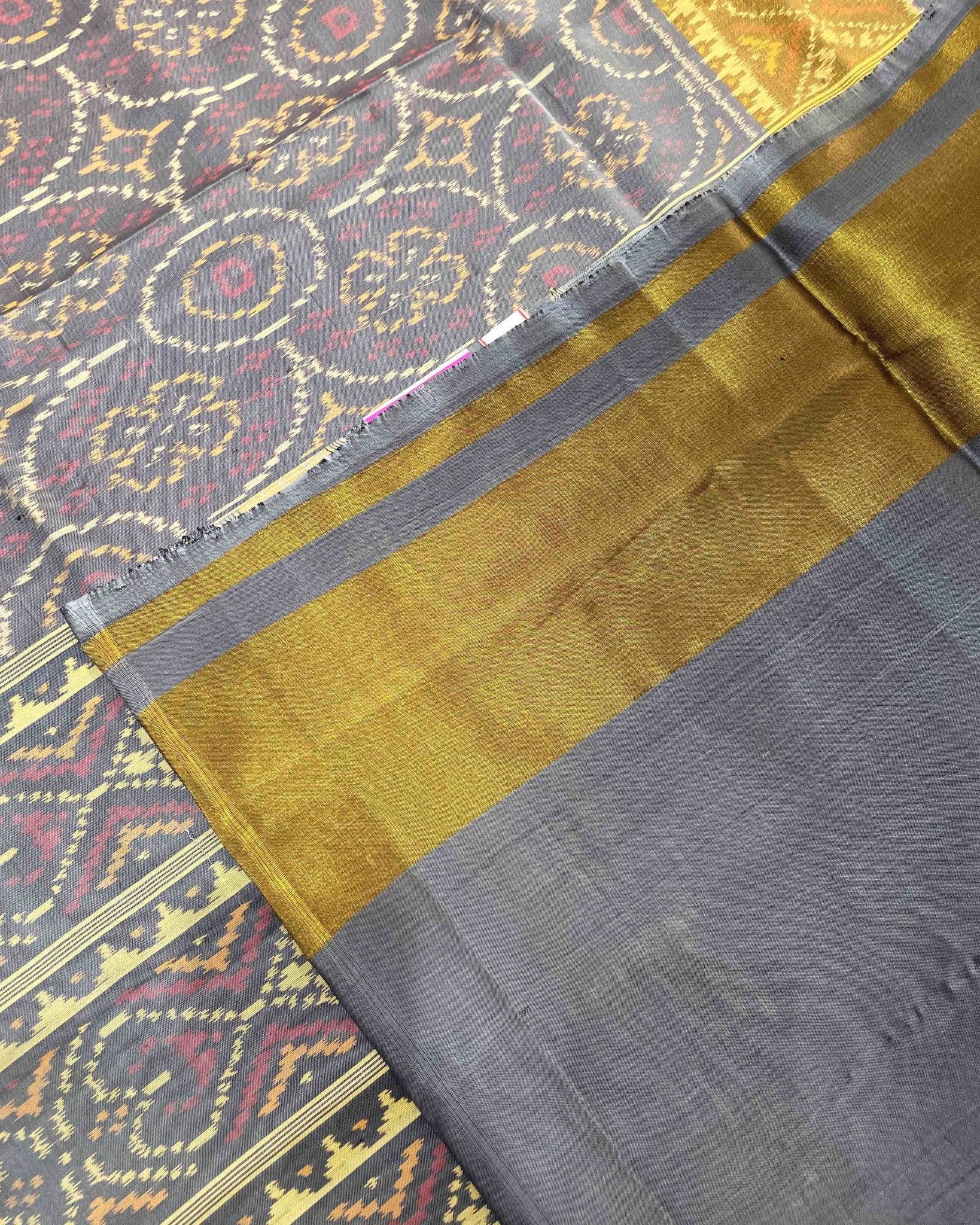 Grey Chakera Designer Patola Saree - SindhoiPatolaArt