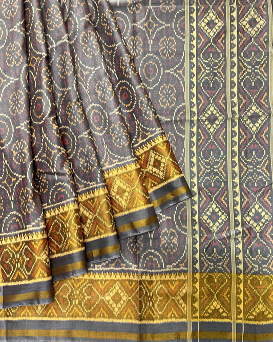 Grey Chakera Designer Patola Saree - SindhoiPatolaArt