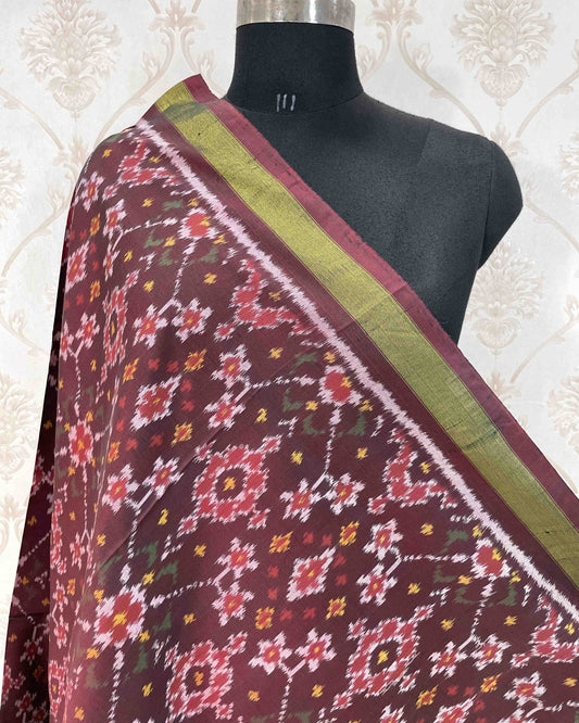 Maroon Navratan Designer Patola Dupatta - SindhoiPatolaArt
