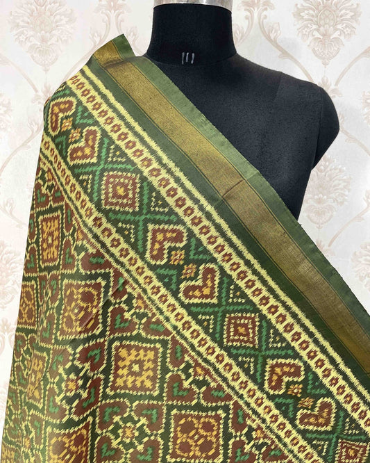 Mehendi Green Panchanda Designer Patola Dupatta - SindhoiPatolaArt