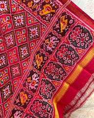 Narikunj border and Panchanda Body Maroon Patola Dupatta - SindhoiPatolaArt