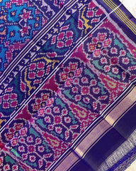 Navy Blue & Turquoise Navratan Patola Dupatta - SindhoiPatolaArt
