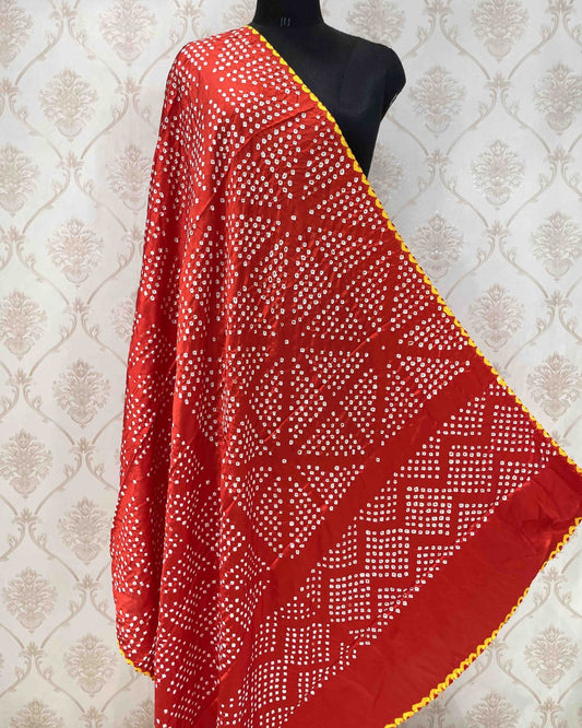 Orange Bandhani Dupatta - SindhoiPatolaArt