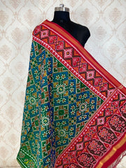 Peacock Blue Navratna Mix Design Ganga Jamna Patola Dupatta - SindhoiPatolaArt