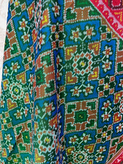 Peacock Blue Navratna Mix Design Ganga Jamna Patola Dupatta - SindhoiPatolaArt
