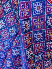 Pink and Blue Chandabhat Design Patola Dupatta - SindhoiPatolaArt
