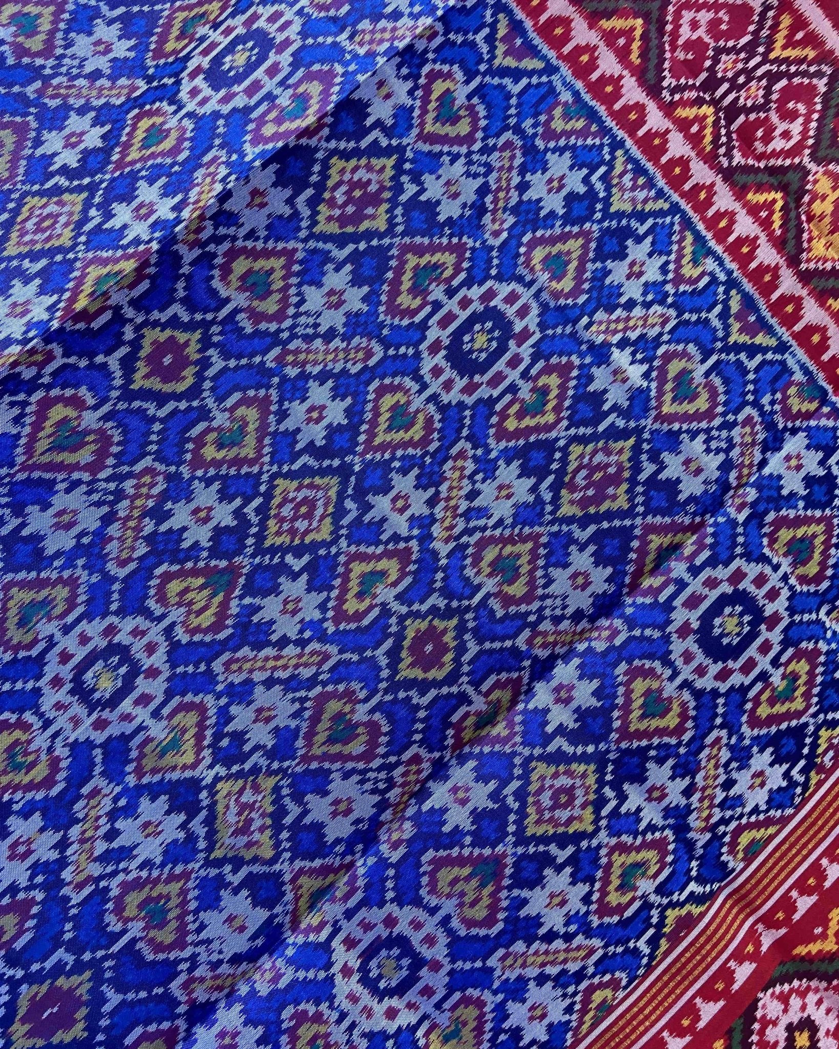 Pink & Blue Manekchowk Designer Patola Dupatta - SindhoiPatolaArt