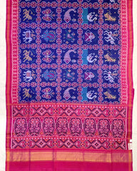 Pink & Blue Narikunj Designer Patola Saree - SindhoiPatolaArt