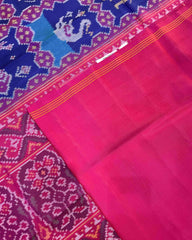 Pink & Blue Narikunj Designer Patola Saree - SindhoiPatolaArt