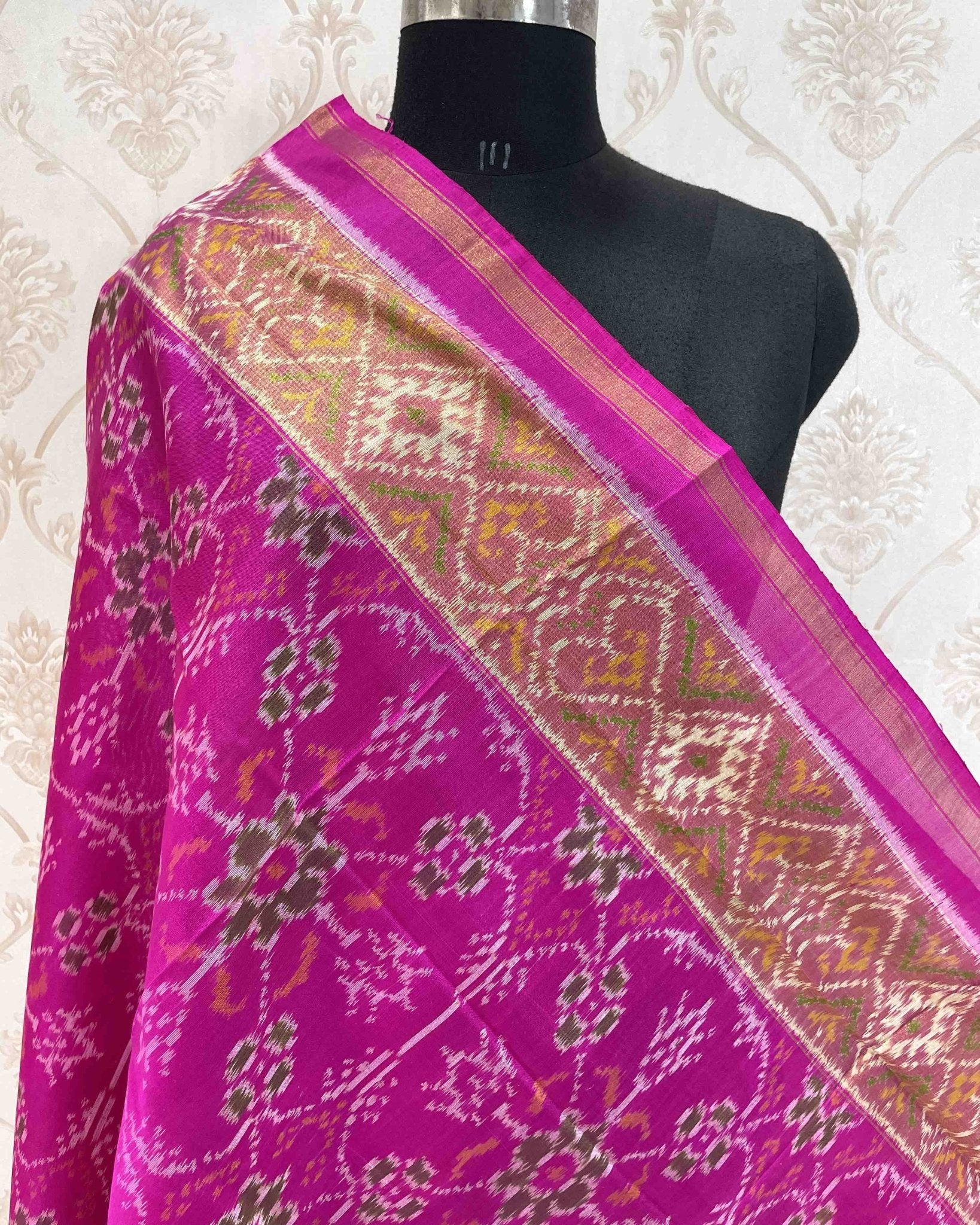 Pink Chhabdi Designer Patola Dupatta - SindhoiPatolaArt