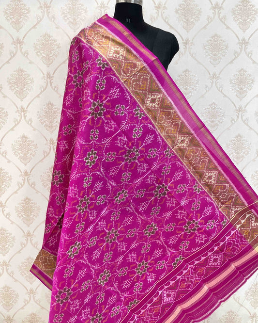 Pink Chhabdi Designer Patola Dupatta - SindhoiPatolaArt