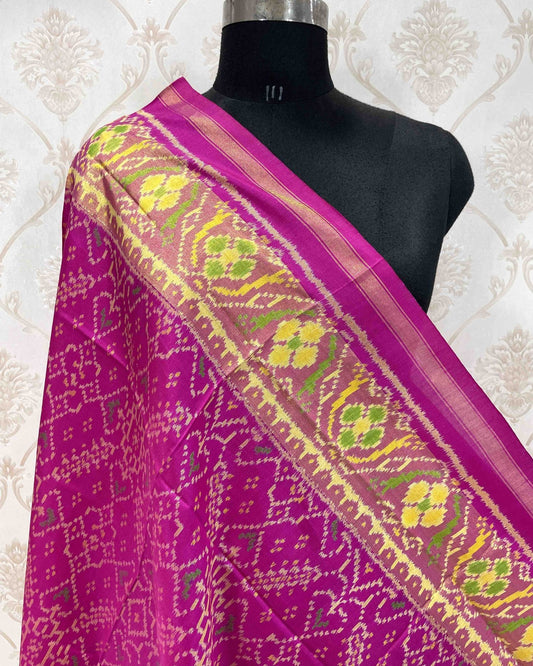 Pink Manekchowk Designer Patola Dupatta - SindhoiPatolaArt