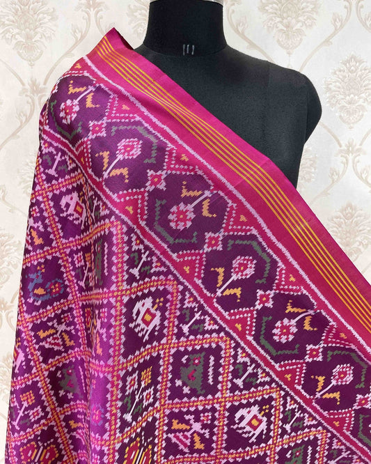 Pink Narikunj Designer Patola Dupatta - SindhoiPatolaArt