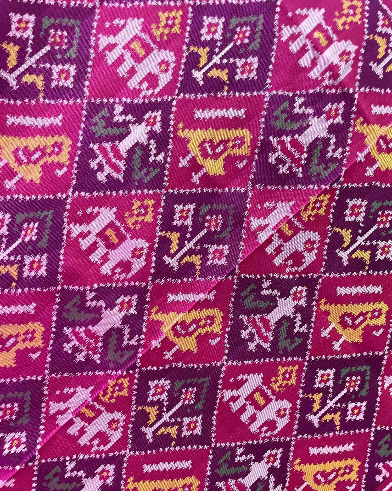 Pink Narikunj Designer Patola Dupatta - SindhoiPatolaArt