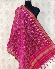 Pink Narikunj Designer Patola Dupatta - SindhoiPatolaArt