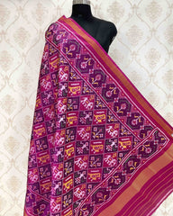Pink Narikunj Designer Patola Dupatta - SindhoiPatolaArt