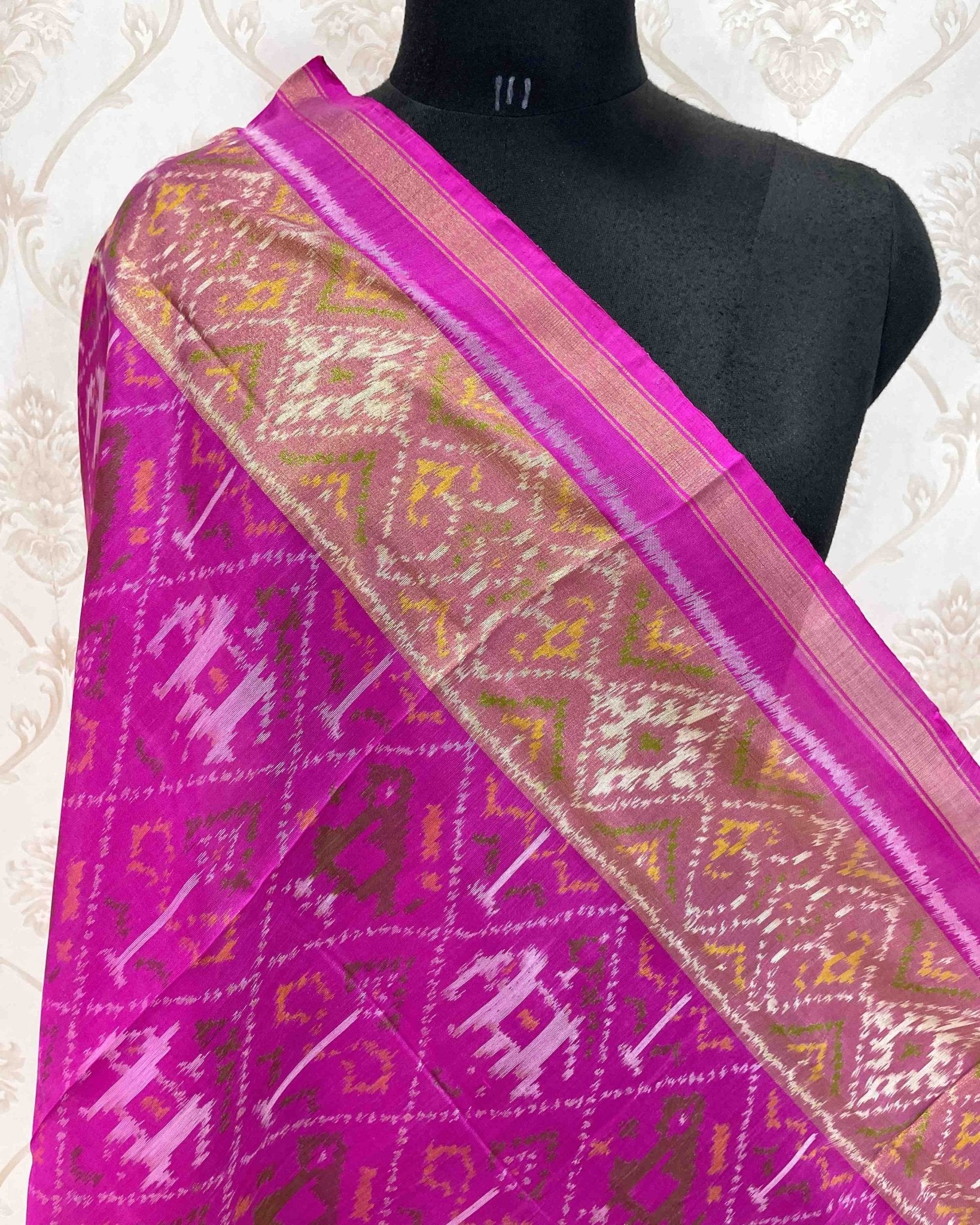 Pink Narikunj Designer Patola Dupatta - SindhoiPatolaArt