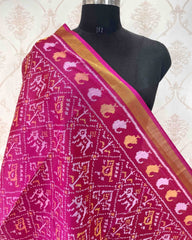 Pink Narikunj Designer Patola Dupatta - SindhoiPatolaArt