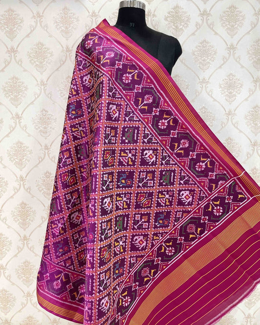 Pink Narikunj Designer Patola Dupatta - SindhoiPatolaArt