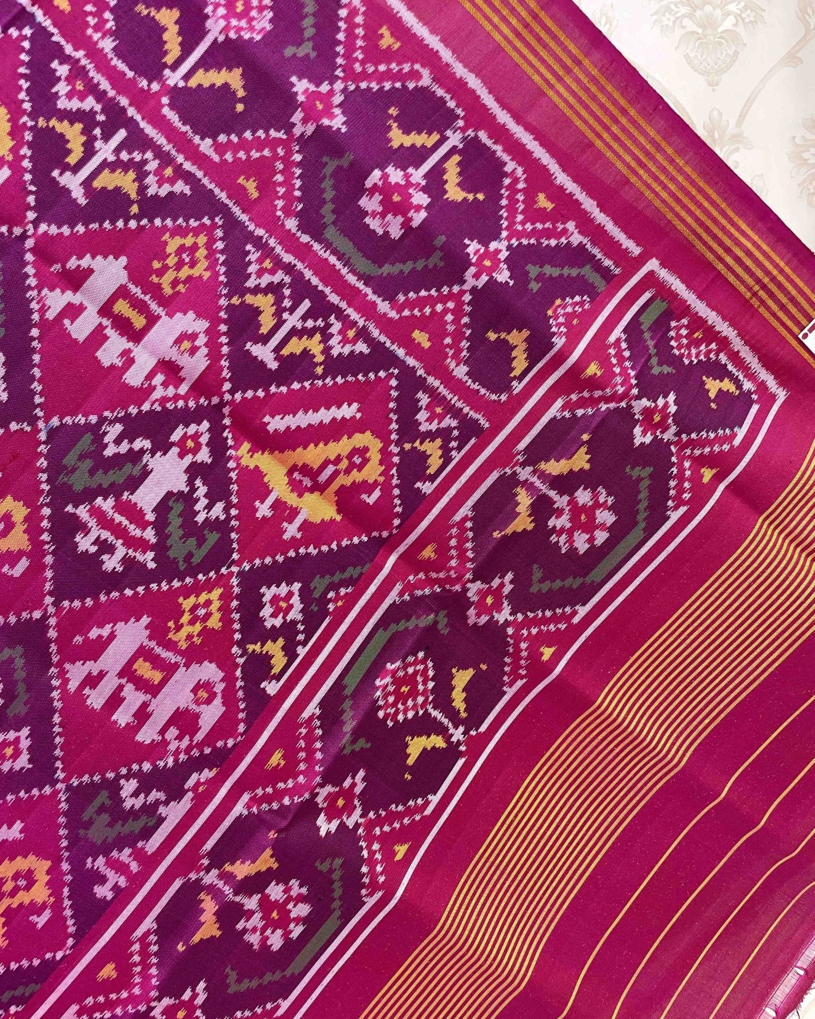 Pink Narikunj Designer Patola Dupatta - SindhoiPatolaArt