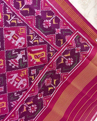 Pink Narikunj Designer Patola Dupatta - SindhoiPatolaArt